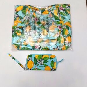 Vera Bradley Large Glenna & Accordian Wristlet Lemon Grove NWT